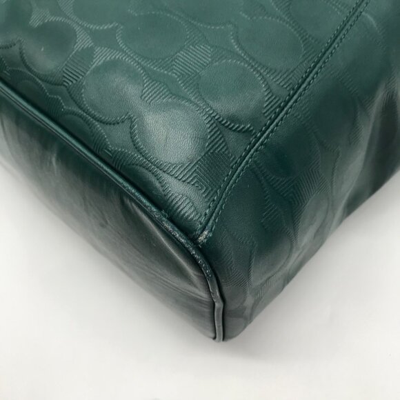 Coach Green Leather Peyton LIN C Embossed Zip Tote Bag F31404 - Picture 8 of 12